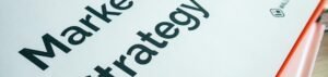 Close-up of a marketing strategy document on a desk, ideal for business content.